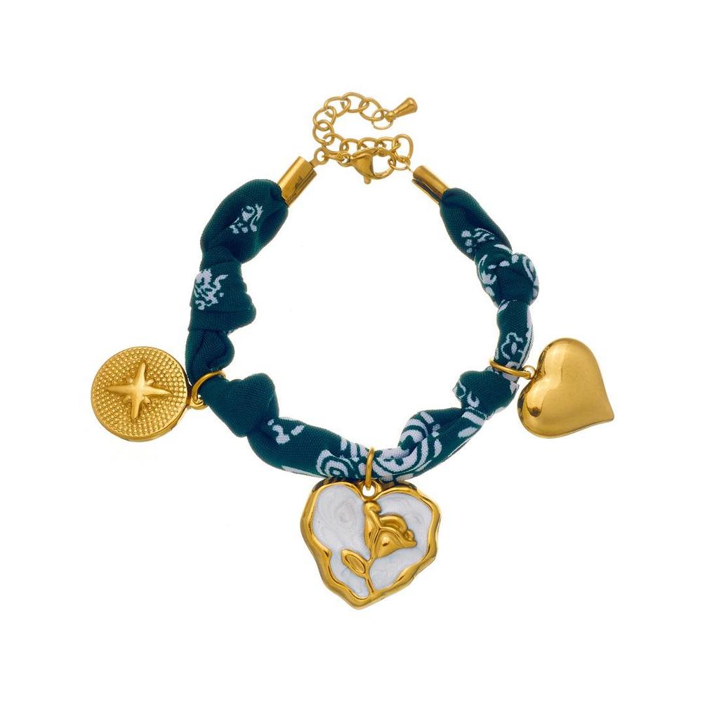 Set di Ciondoli Artistici Retro Etnici Placcati Oro Cuore Fiore Bussola