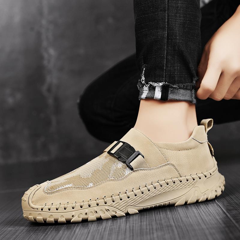 Original High Quality Leather Men's Shoes Outdoor Lightweight Comfy Sneakers Classic Slip On Casual Shoes Mocassins Men Loafers