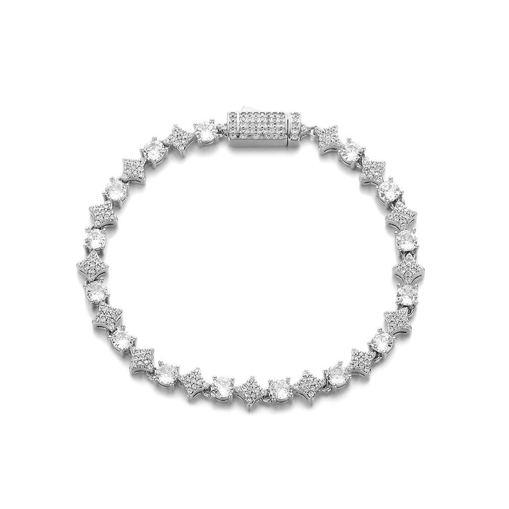 

1Mm star zircon tennis necklace hip-hop men s jewelry trend accessories bracelet hot in Europe and America Bracelet 7inch (length about 18cm)