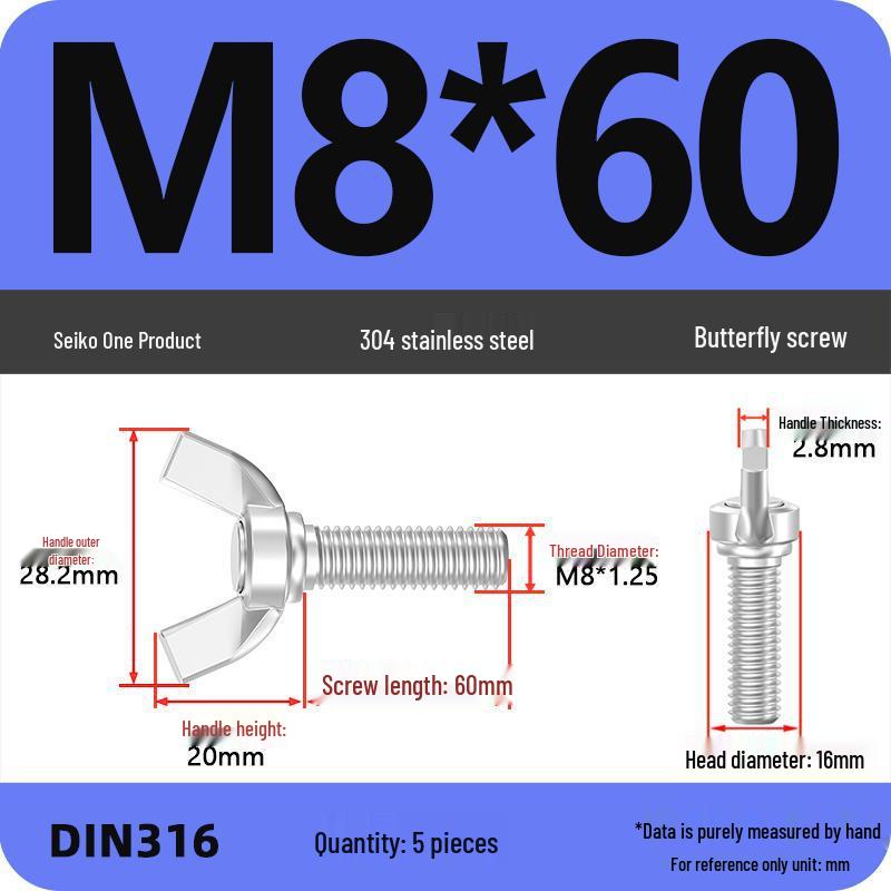 304 Stainless Steel Hand-Tightening Butterfly Weld Screws - Ram Horn M4 M5 M6 M8