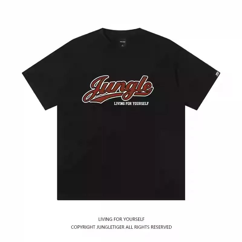 

Jungle Tiger American Trendy Brand Letter Printed T-shirt for Men and Women Loose and Casual Versatile Heavy Duty Short Sleeve S