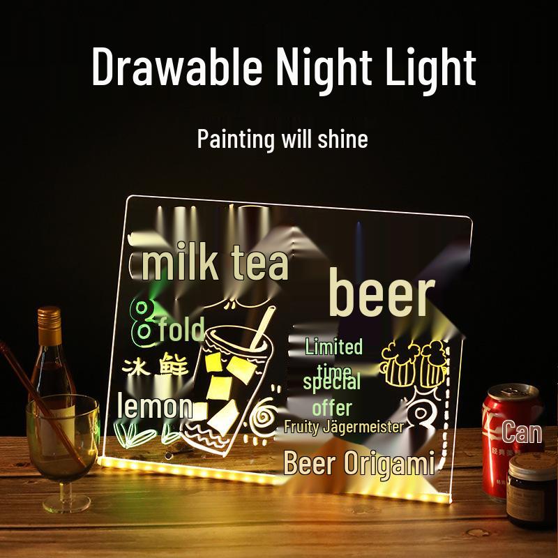 LED Fluorescent Graffiti Sign: Luminous Night Light Display Board for Shops and Stalls