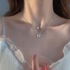 Sweet Light Luxury Shiny Butterfly Necklace Elegant Women Double Layered Necklace Exquisite Clavicle Chain Jewelry Accessories