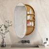 Oval Bathroom Mirror Cabinet with Storage, Wall Mounted Medicine Cabinet Mirror, Gold Bathroom Mirror 50.2 x 78.3cm, No Lights
