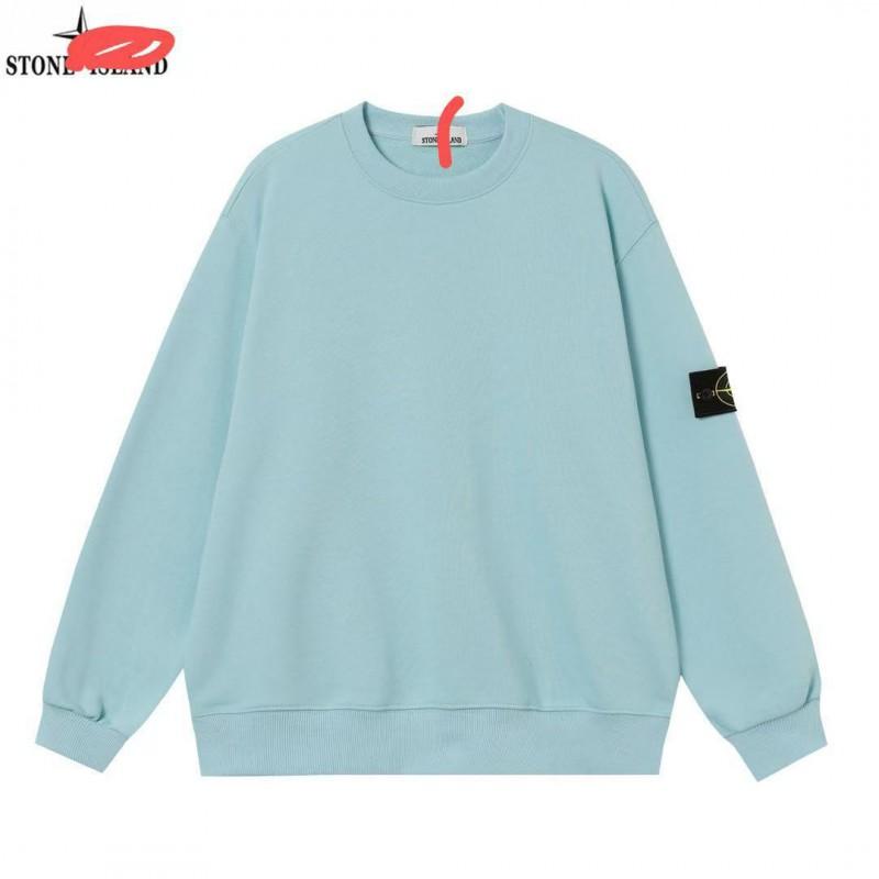 Stone Island Compass Patch Basic Hoodless Sweatshirt Loose Fit Men Women Casual Daily Wear