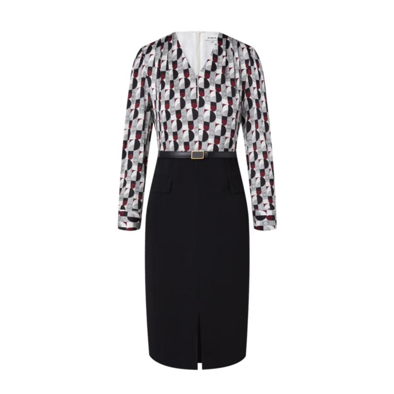 

PORTS Women s Modern Patchwork Printed V-Neck Dress L