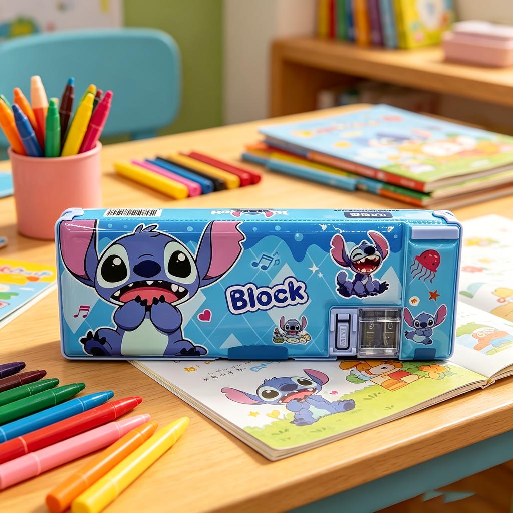 Disney Stitch Pencil Case, Large-capacity Creative Pencil Case, PVC Material, Fashionable Anime Style