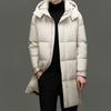 Mens Long Winter Down Jacket With Hood 90% White Duck Warm Thickened Coat Cold Weather - Slim Fit
