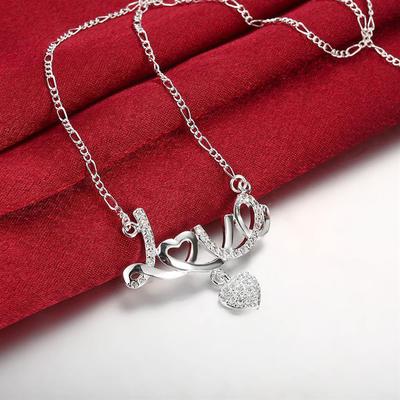 Colier cu pandantiv din argint 925, cu cristal de dragoste și inimă romantică, pentru femei, bijuterii de designer de lux, cadou de petrecere