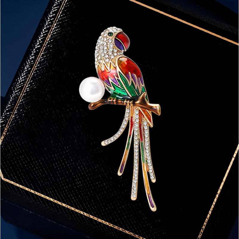 Emaille Papagei Brosche, High-End Damen Exquisit und Nischen Designgefühl, Vogelbrosche, Bekleidungsaccessoire Anstecknadel