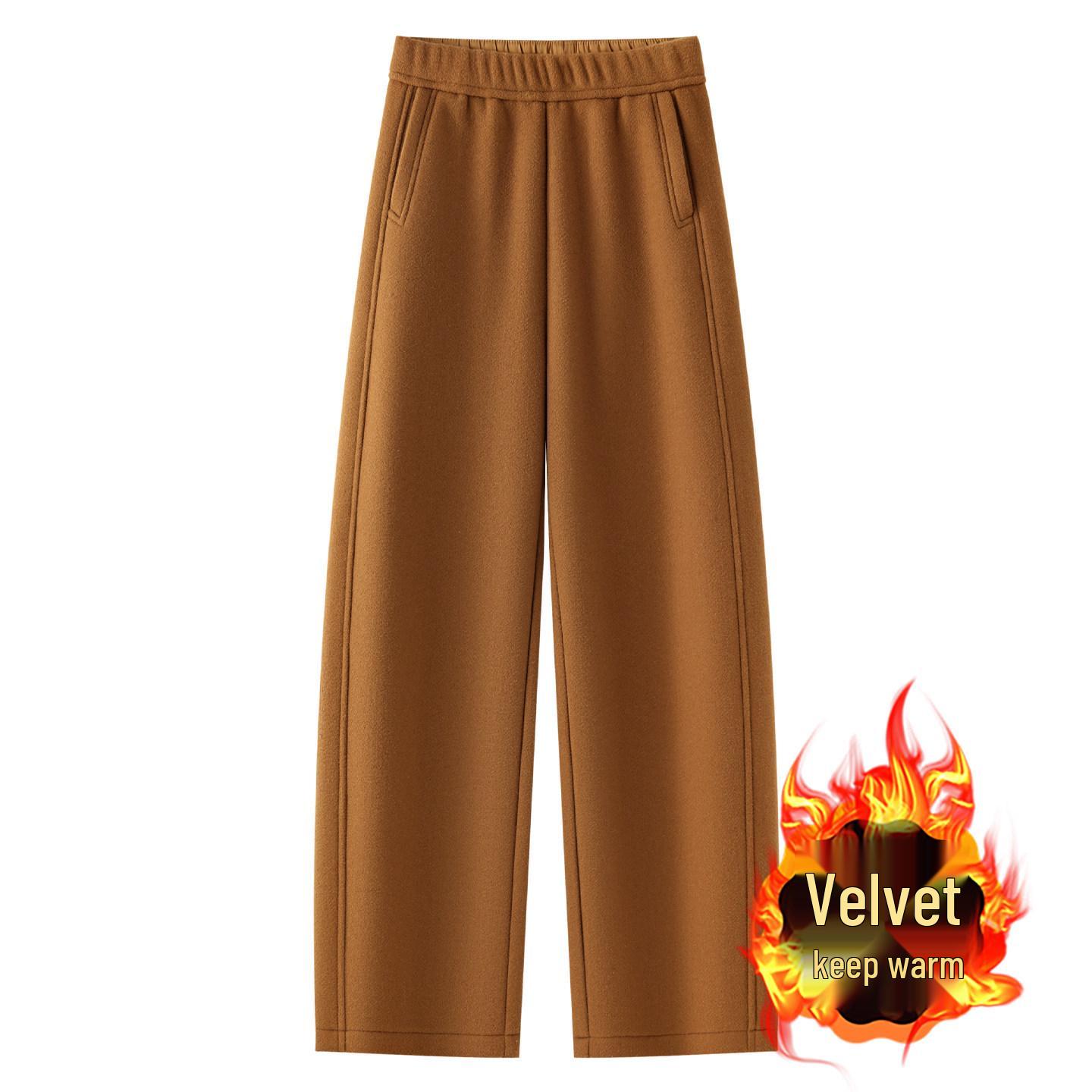 Women s Gray Velvet Wool Blend High-Waisted Loose Sweatpants - Winter 2025 Mochi Pants 2XL