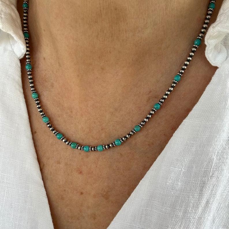 Men'S Turquoise Volcanic Stone Necklace New Bohemian Ethnic Style Unique Niche Hip-Hop Necklace