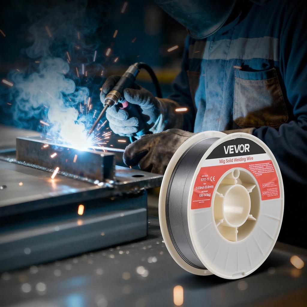Flux Core MIG Welding Wire, E71T-11 0.8mm 4.5kg, Gasless Mild Steel Welding Wire with Low Spatter for All Position Arc Welding, Self-Shielded for