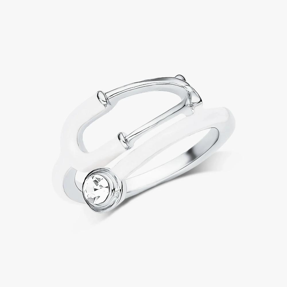 Nurses Doctor Stethoscope Ring Crystal Stethoscope Enamel Rings Women's Graduation Birthday Gift Jewelry