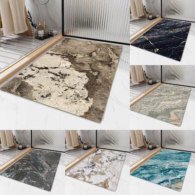 Tapetes de Chão Modernos Minimalistas com Estampa de Mármore para Banheiros Cozinhas e Banheiros Tapete Que Absorve Água Seca Rapidamente e Antiderrapante