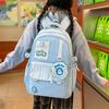 Color Block Student Schoolbag Women College Style Backpack