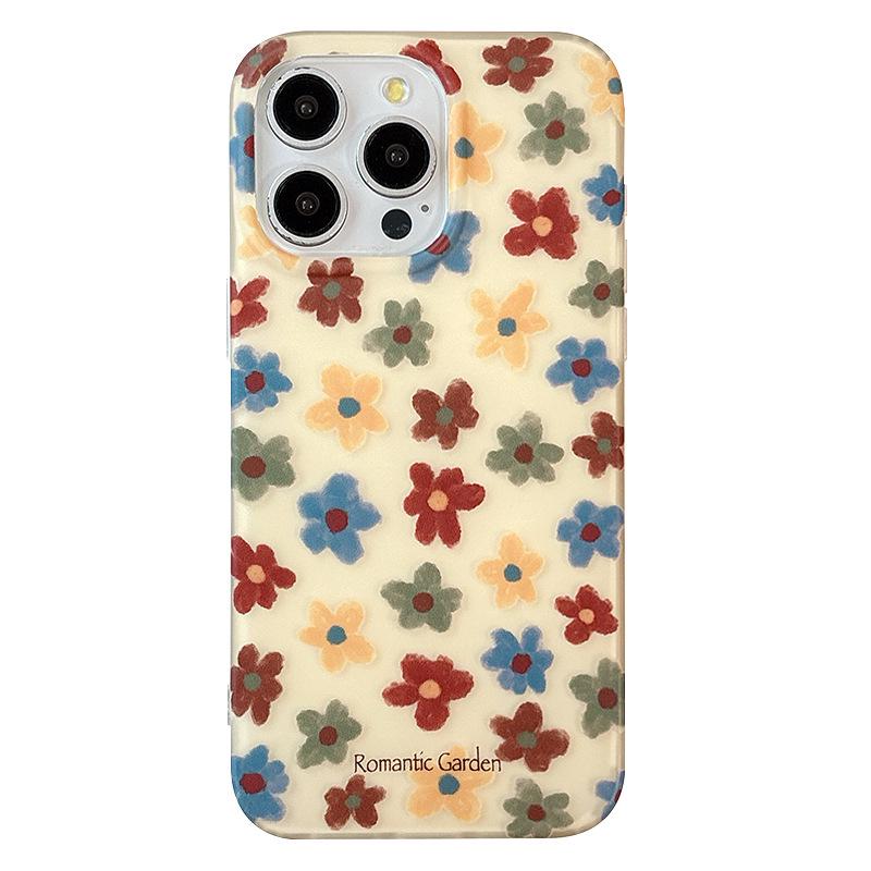 

Korean Retro Floral Oil Painting Phone Case for iPhone 17 Pro Max, 16, 15 Double Layer, 14/13 13