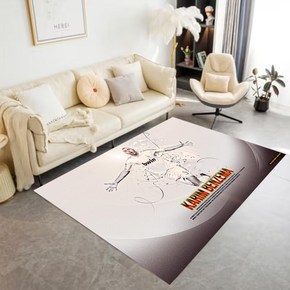 Karim Benzema's Flight Carpet Design for Balcony Hallway Playrooms Entryway Anti-slip Rug Decorate Offices Best for Christmas