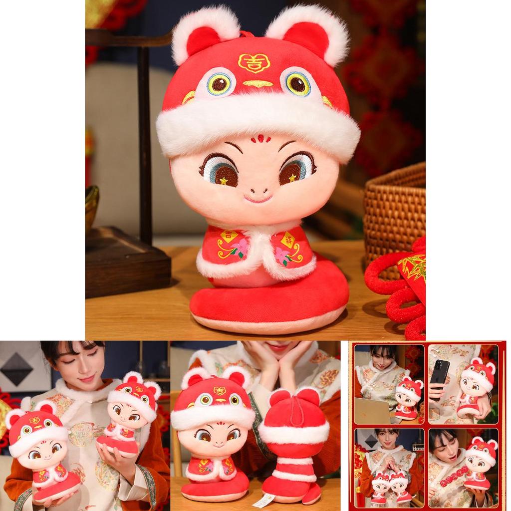 Adorable 2025 Tang Suit Snake Plush Toy Zodiac Snake Doll For New Year Gifts