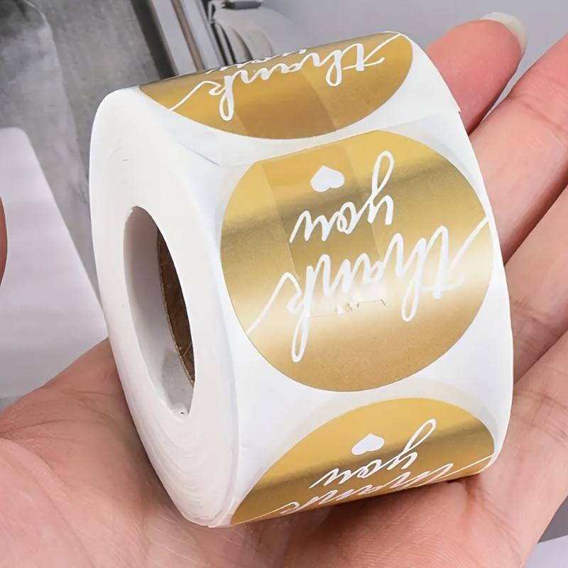 500pcs/1Rolls Champagne Golden "Thank You" Adhesive Labels, 3.8cm Round Paper Seals, Glossy Finish, Self-Adhesive, Single Use for Packaging