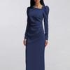 New Russian Irregular Collar Long sleeve Split Dress Ircollar Regular Slit Dress