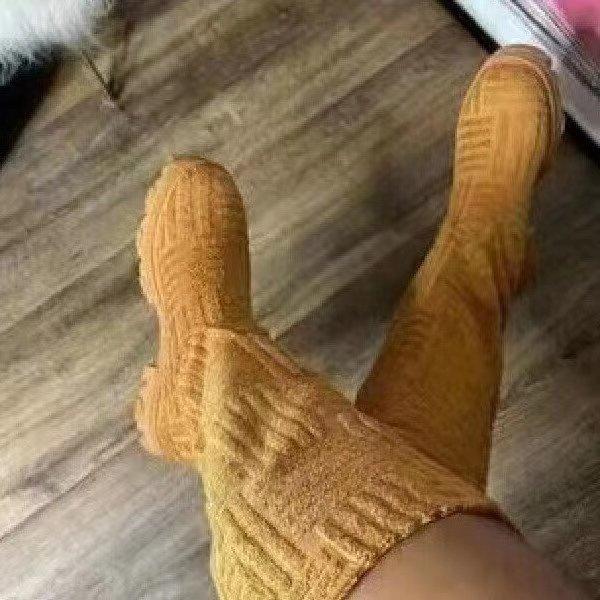 Fashion Sock Boots  New Women Knee High Knitted Pointed Toe High Heel Long Boots Breathable Lady Shoes Keep Warm Fashion Botas Mujer