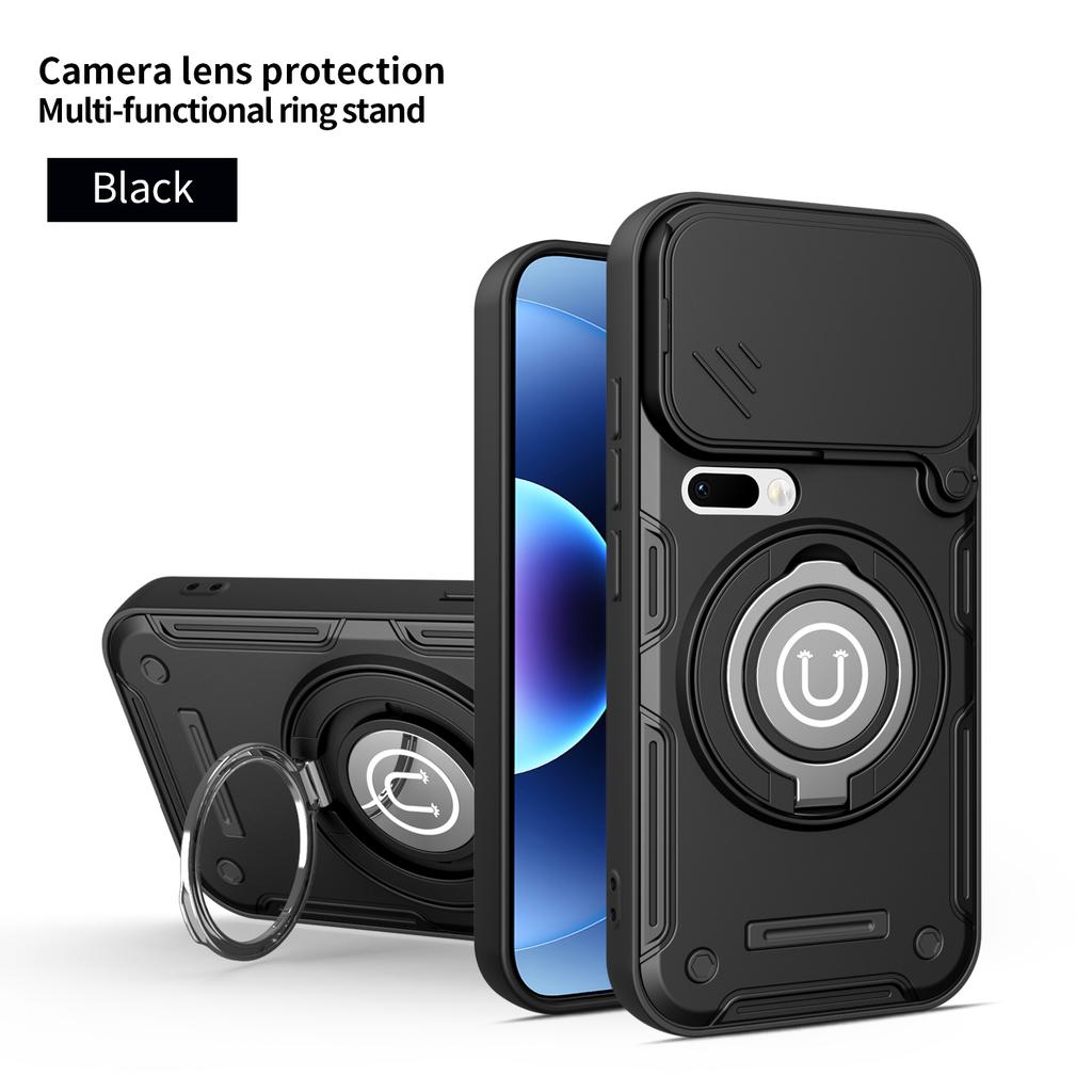 Anti-slip Armor Shockproof Case For Xiaomi 17 Pro Max Slide Camera Lens Protection Metal Ring Stand TPU Frame Plastic Back Cover