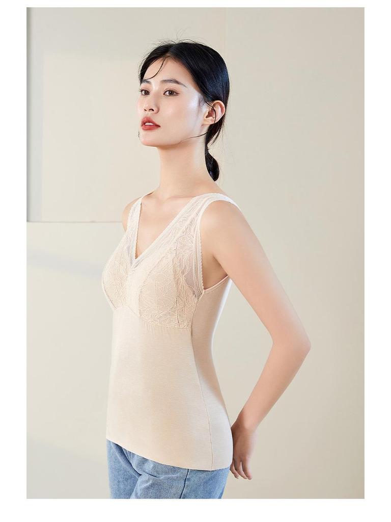 Damska kamizelka z poduszkami na biust z jedwabnej wstążki morwowej, plus aksamit, ciepła, gruba, jesień/zima 4354