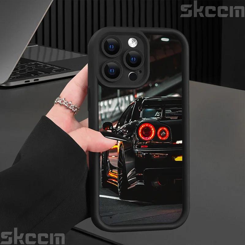 Fashions Car Pattern Silicone Phone Case For iPhone 16 Pro Max 15 14 11 12 13 7 8 16 Plus XS X XR Matte Shockproof Soft Cover