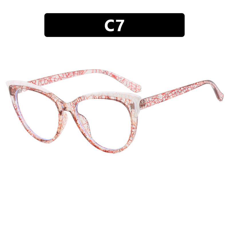 Fashion Variegated Cat-eye Collision Flat Frame Glasses Anti-blue Light Ins Style Eyeglasses Frames Trendy Leisure and Versatile