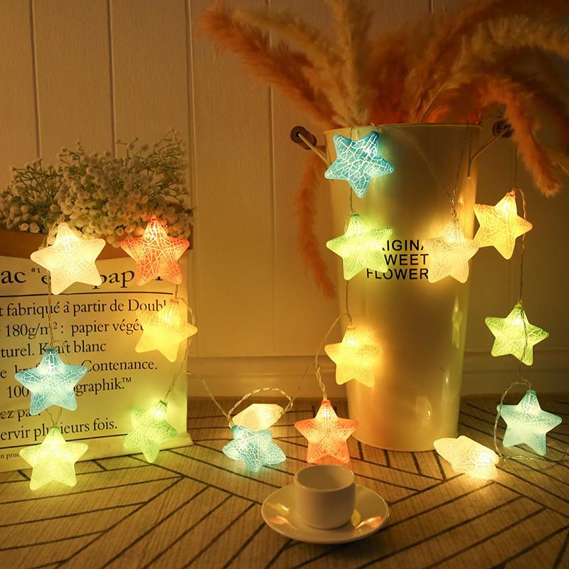 Nordic Style LED Star String Lights - Battery Operated, Cracked Design, Colorful Small Lights