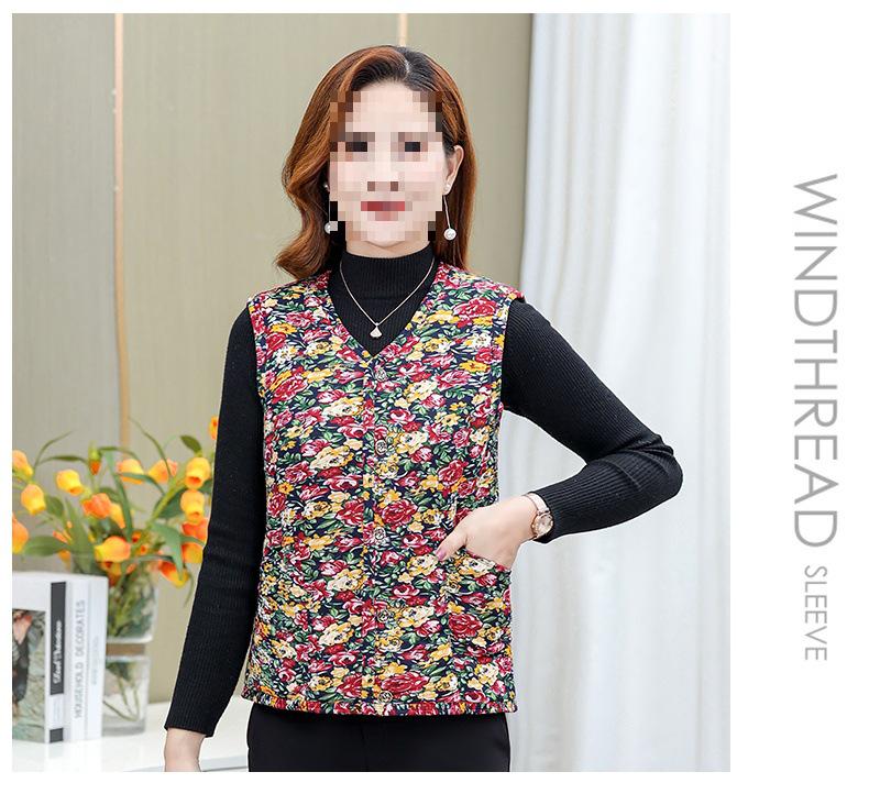 Camel Down Cotton Vest for Women - Autumn & Winter Versatile Shoulder Warmer for Middle-aged & Elderly Moms