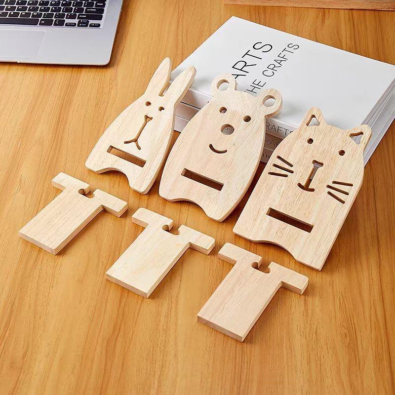 Cartoon Wooden Mobile Phone Stand Portable Detachable Bedside Stand Large Tablet Available Mobile Phone Stand