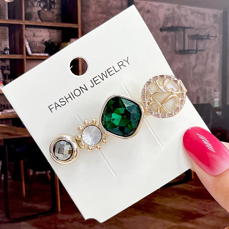 Fashion Shiny Luxury Full Crystal Pearl Women Barrettes Waterdrop Hair Clip Hairgrips Geometric Hair Accessories Korean Headwear