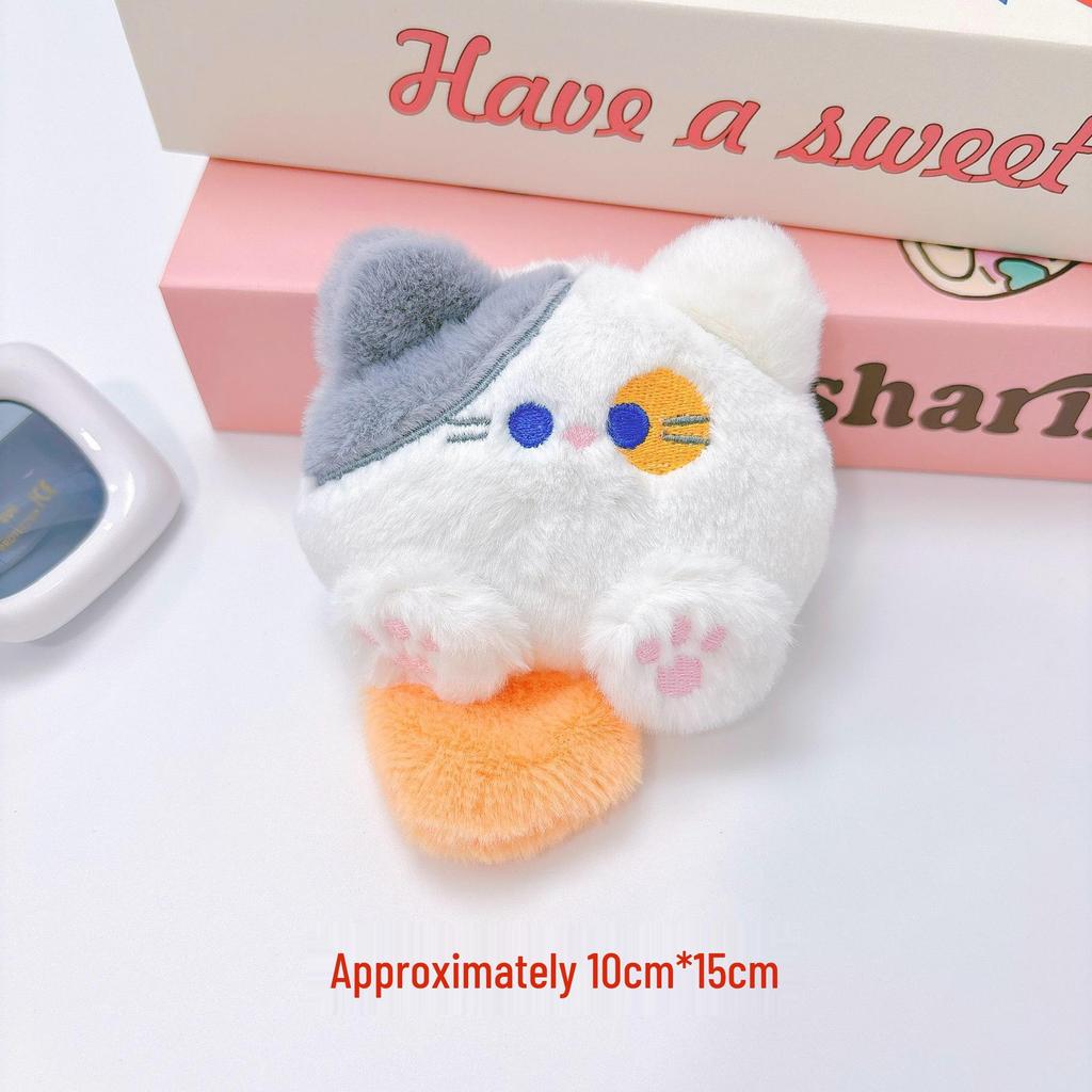 Squeaky Cat Plush Keychain Brooch: Cute Cartoon Doll Accessory