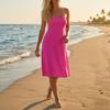 Women's Strapless Tube Top Sundress Casual Beach Swimsuit Cover Up Soft Stretchy Elastic Swimwear Midi Dress