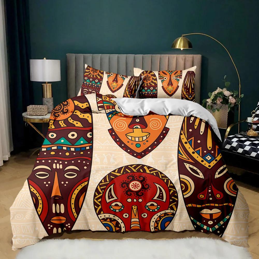 Pharaoh Bedding Sets,King Size 3D Ancient Egypt Tribe Decor Comforter Cover Set For Adult Egyptian Pyramid Polyester Duvet Cover