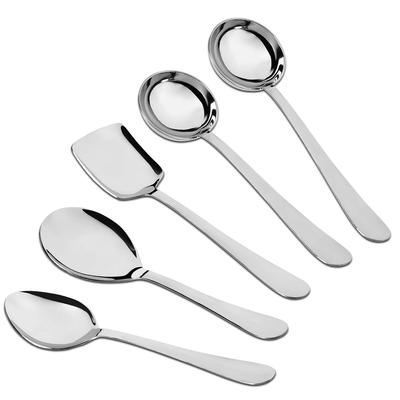 5 Delar Rostfritt Stål Serveringsskedar Set för Matbord/Kök, 1,8 mm Tung Mätare