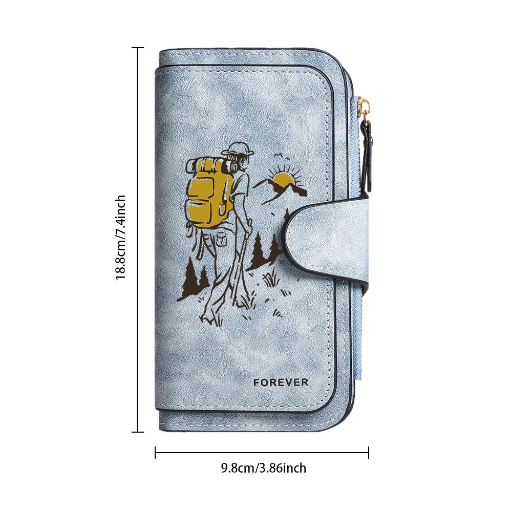 Hiking Print Long Fashion Wallet Forever Design Multi Card Purse