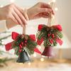 Wrought iron metal bell bow red fruit pine branch pine cone pendant door hanging Christmas decorations Christmas tree pendant