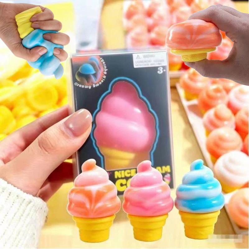 Squishy Ice Cream Stress Ball Soft Squeeze Sensory Fidget Toy Pressure Relief Decompression Play Toy Home Decor Gift For Kids Ad