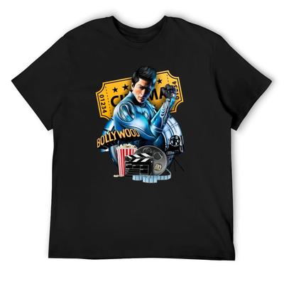 Shahrukh Khan Portrait Art T-Shirt Plus Size Tops Baggy Shirts Oversized Graphic Tee Mens Graphic T-shirts Big and Tall