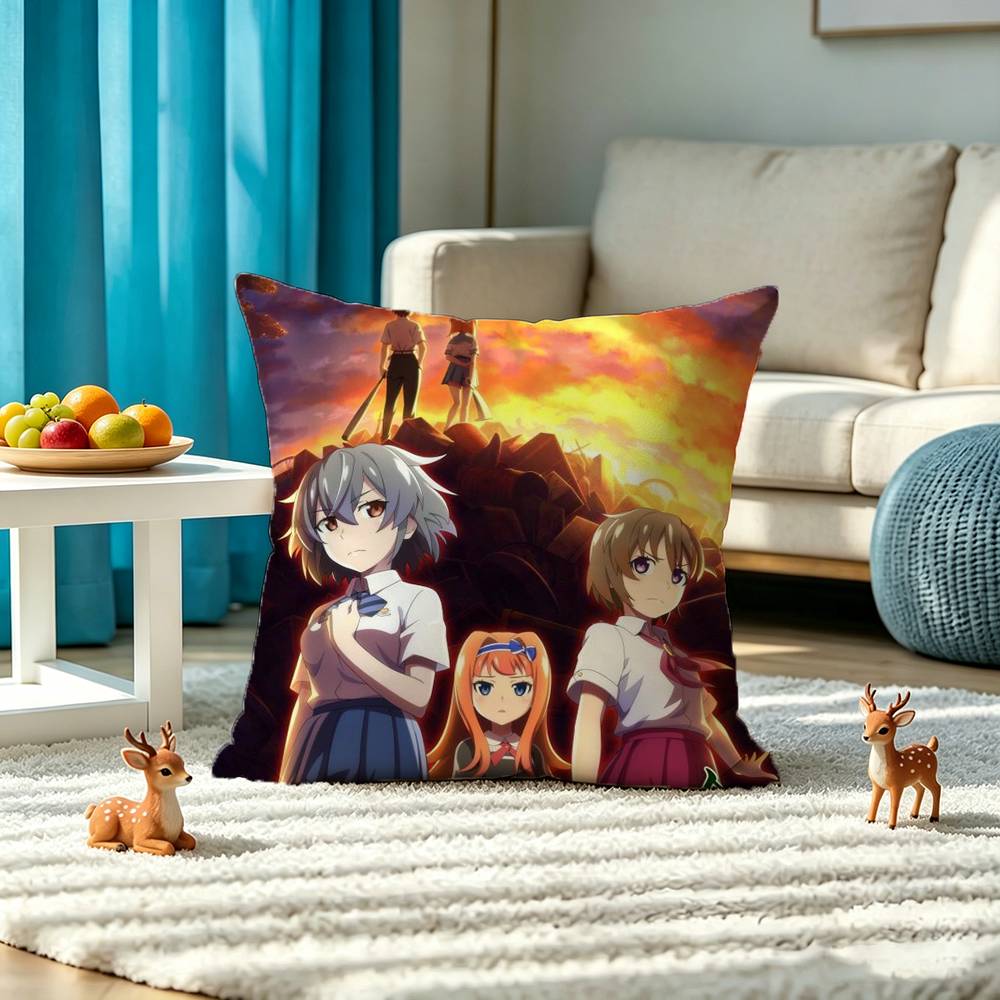H-Higurashi When They Cry Pillow Case Square Double-Sided Sofa Cushion Cover Bedroom Bedside Pillow
