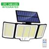 Solar Lights Outdoor 348LED 3 Heads Waterproof Solar Powered Security Flood Lights Motion Sensor Outdoor Lights For Garden