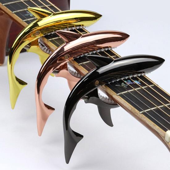 Metal Shark Guitar Capo Heavy Duty Zinc Alloy Universal Ukulele Acoustic Classical Folk Electric Guitar Tuner Clip Music Instruments