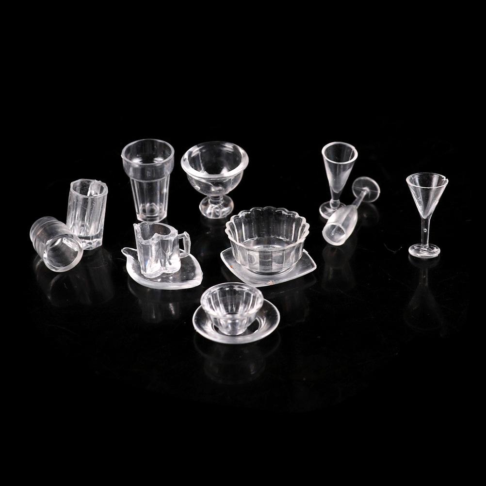 13/17Pcs/lot 1:12 Scale Plate Cup Dish Bowl Tableware Set Dollhouse Miniature Durable Toy Doll Food Kitchen Living Room Accessories