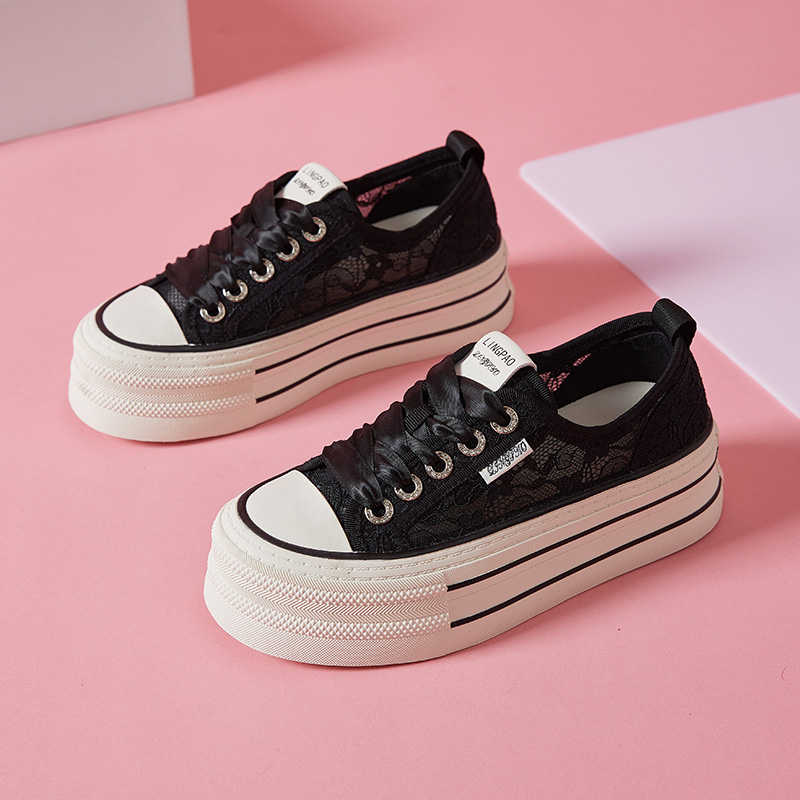 Fashion With Holes Platformed Green Shoes Woman Training Sneakers Lady Casual Women's Tennis Sports Sapatenes Luxury Particular
