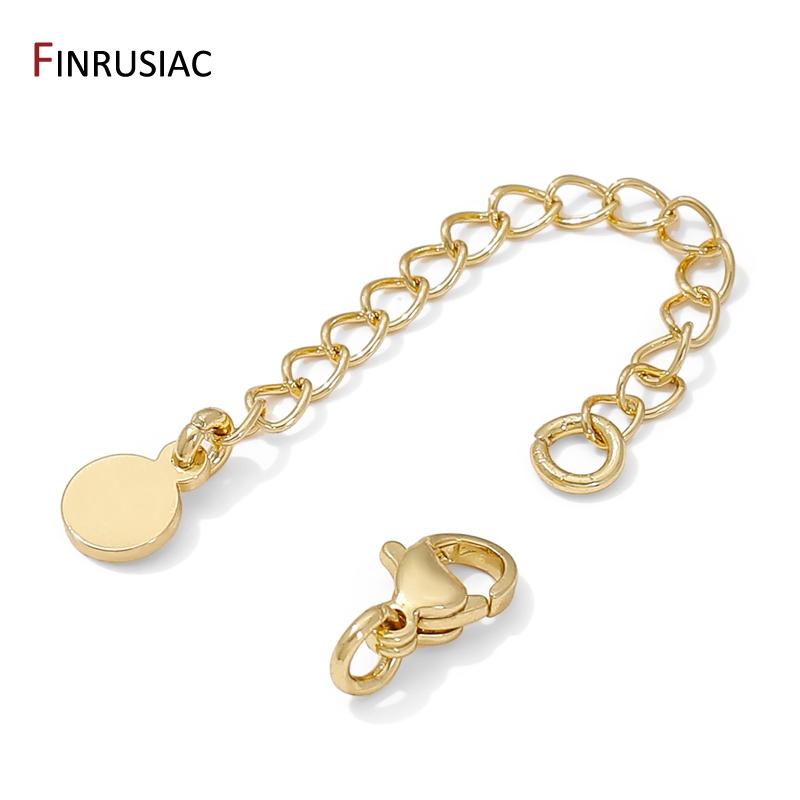 1/3/5Pcs/Lot 14K Gold Plated Brass Round Extension Chain For Jewelry Making,Thick Extended Tail Chain DIY Necklace Accessories