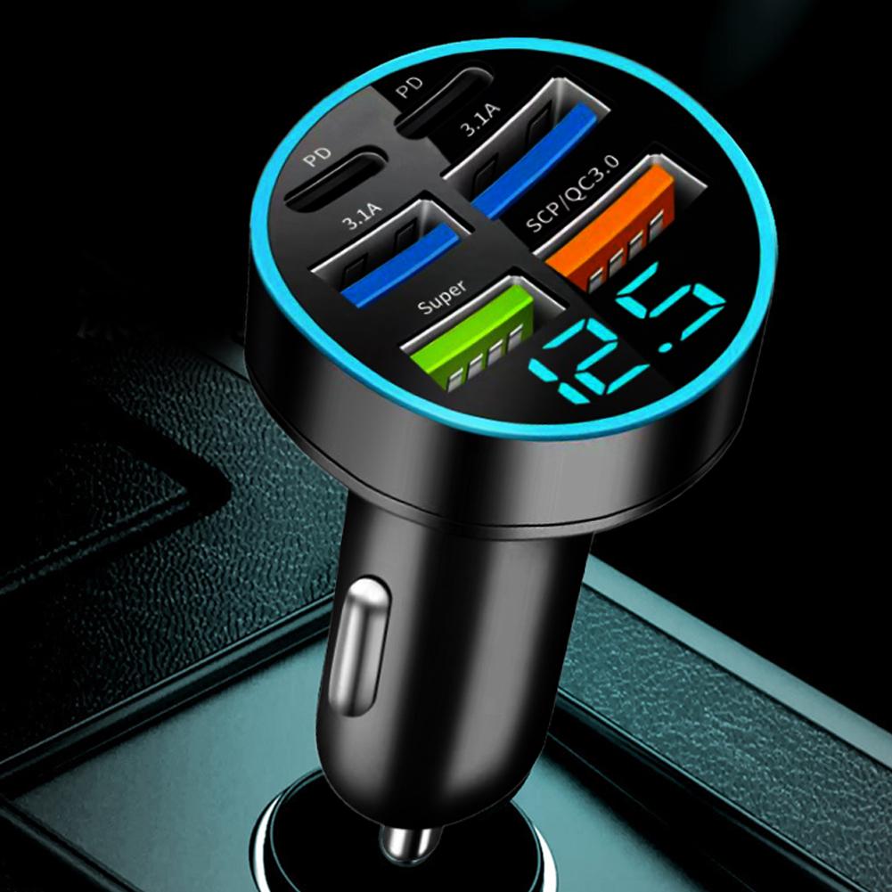 100W USB PD Car Charger Fast Charging Car Phone Adapters Digital Display For IPhone Quick Charger In Car
