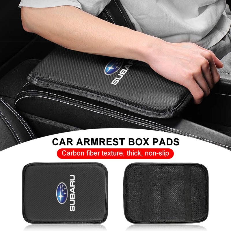 Carbon Fiber Leather Car Console Box Pad Car Armrest Cushion Cover For Subaru LEGACY Forester Outback Rally WRX WRC XV Impreza